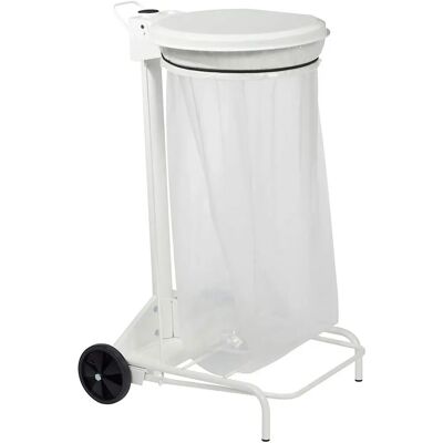 Support Sac Poubelle 110L Rossignol - Acier, Blanc, Pedale - Publicité Support Sac Poubelle 110L Rossignol - Acier, Blanc, Pedale - Publicité