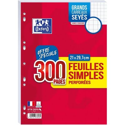 Feuilles perforées Seyès A4 Oxford - Papier cahier - Publicité Feuilles perforées Seyès A4 Oxford - Papier cahier - Publicité