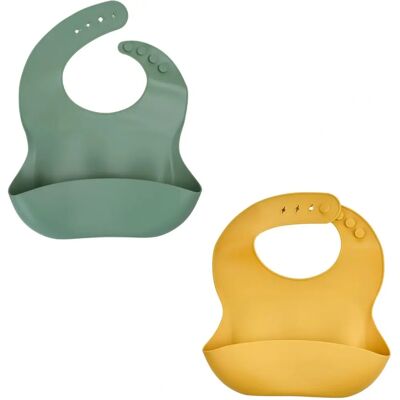 Bavoirs Thermobaby - Ensemble silicone cactus et miel Bavoirs Thermobaby - Ensemble silicone cactus et miel