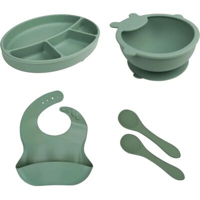 Ensemble Repas en Silicone pour Bébé - Cactus Vert - Publicité Ensemble Repas en Silicone pour Bébé - Cactus Vert - Publicité