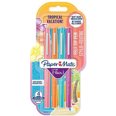 Papermate Flair Stylo Tropical - Bleu, Orange, Rose, Violet - Stylo - Publicité Papermate Flair Stylo Tropical - Bleu, Orange, Rose, Violet - Stylo - Publicité