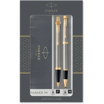 Zestaw prezentowy Parker IM - Długopis i rollerball z złotymi akcentami Zestaw prezentowy Parker IM - Długopis i rollerball z złotymi akcentami