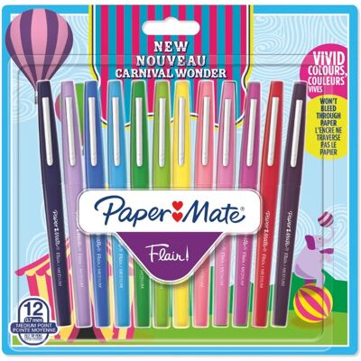 Stylos Feutre Papermate Flair - Multicolore - 12 pcs - Publicité Stylos Feutre Papermate Flair - Multicolore - 12 pcs - Publicité