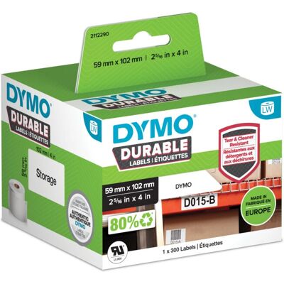 Etiquetas blancas autoadhesivas duraderas de Dymo - Para superficies exigentes Etiquetas blancas autoadhesivas duraderas de Dymo - Para superficies exigentes