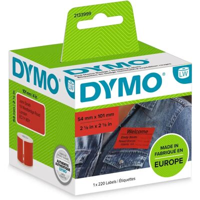 Étiquette DYMO 2133399 - 54x101mm Rouge - Auto-adhésive, Amovible, 220 Étiquettes - Publicité Étiquette DYMO 2133399 - 54x101mm Rouge - Auto-adhésive, Amovible, 220 Étiquettes - Publicité