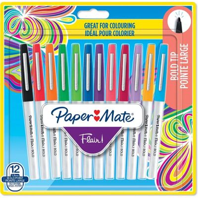 Paper Mate FLAIR Mehrfarbige Faserschreiber - 12 st Paper Mate FLAIR Mehrfarbige Faserschreiber - 12 st
