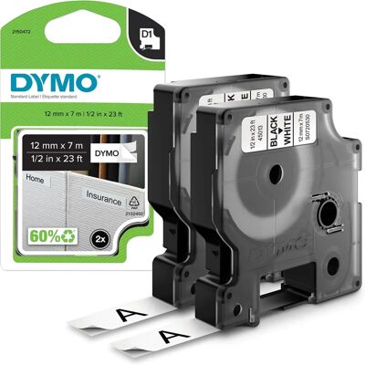 Étiquettes Autocollantes Dymo Modèle 2150472 - Blanc - 12mm x 7m Étiquettes Autocollantes Dymo Modèle 2150472 - Blanc - 12mm x 7m