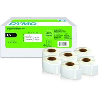 Dymo 2177564 Fehér LabelPrinter címkék - Cím 25x54mm Doboz 6 Dymo 2177564 Fehér LabelPrinter címkék - Cím 25x54mm Doboz 6