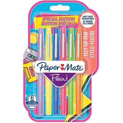 Marqueurs Paper Mate à Pointe de Feltro - Rétro Années 90 - Lot de 6 - Publicité Marqueurs Paper Mate à Pointe de Feltro - Rétro Années 90 - Lot de 6 - Publicité