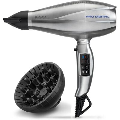 Asciugacapelli BaByliss Pro Digital - 6000E - 2200 W - Argento Grigio Asciugacapelli BaByliss Pro Digital - 6000E - 2200 W - Argento Grigio