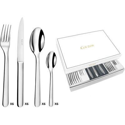 Ensemble de couverts Couzon 24 pièces - Acier inoxydable élégant - Publicité Ensemble de couverts Couzon 24 pièces - Acier inoxydable élégant - Publicité