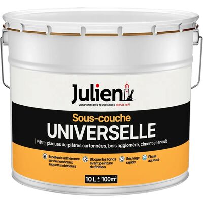 Sous-couche Julien - 10L - Blanc Mat - Support universel - Murs intérieurs - Publicité Sous-couche Julien - 10L - Blanc Mat - Support universel - Murs intérieurs - Publicité
