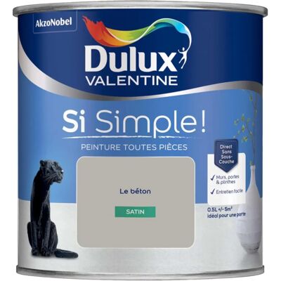 Dulux Valentine Si Simple! - Peinture toutes pièces - Satin Le Béton 0,5L Dulux Valentine Si Simple! - Peinture toutes pièces - Satin Le Béton 0,5L
