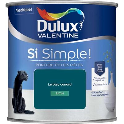 Dulux Valentine Si Simple! - Peinture toutes pièces - Satin Le Bleu Canard - 0,5L Dulux Valentine Si Simple! - Peinture toutes pièces - Satin Le Bleu Canard - 0,5L