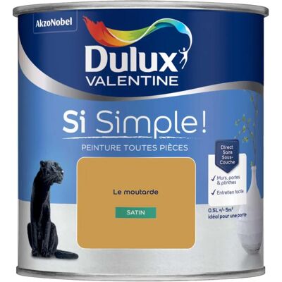 Peinture satinée Dulux Valentine - Toutes pièces - Moutarde 0,5L Peinture satinée Dulux Valentine - Toutes pièces - Moutarde 0,5L
