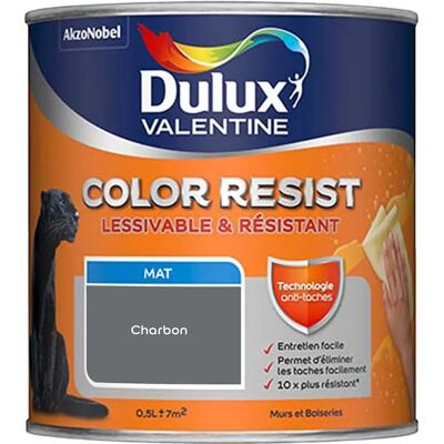 Peinture Mate Charbon Dulux Valentine - Murs & Boiseries - 0,5L - Publicité Peinture Mate Charbon Dulux Valentine - Murs & Boiseries - 0,5L - Publicité