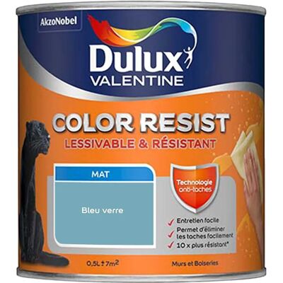 Dulux Valentine Color Resist - Murs & Boiseries - Bleu Verre - 0,5L - Peinture - Publicité Dulux Valentine Color Resist - Murs & Boiseries - Bleu Verre - 0,5L - Peinture - Publicité