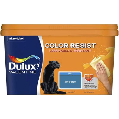 Peinture Dulux Valentine Color Resist - Murs & Boiseries; - Mat Zinc Bleu - 2,5L - Publicité Peinture Dulux Valentine Color Resist - Murs & Boiseries; - Mat Zinc Bleu - 2,5L - Publicité