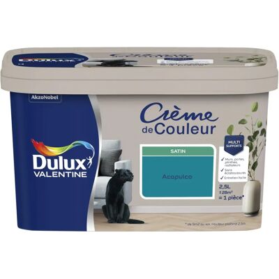 DULUX VALENTINE - Crème de Couleur Satin Bleu Acapulco - Paint - Publicité DULUX VALENTINE - Crème de Couleur Satin Bleu Acapulco - Paint - Publicité