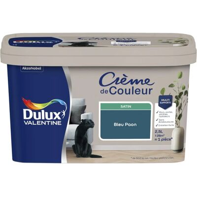 Dulux Valentine - Peinture bleu paon - Finition satinée beige 2,5l - Publicité Dulux Valentine - Peinture bleu paon - Finition satinée beige 2,5l - Publicité