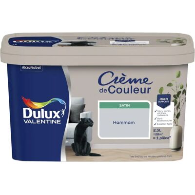 DULUX VALENTINE - Crème de couleur satin gris hammam - 2.5 L - Publicité DULUX VALENTINE - Crème de couleur satin gris hammam - 2.5 L - Publicité