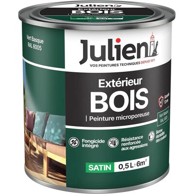 Peinture bois satinée Julien Vert Basque - 0,5L - Publicité Peinture bois satinée Julien Vert Basque - 0,5L - Publicité