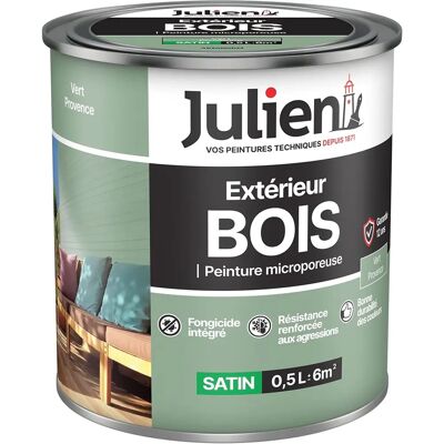 Peinture Satinée Vert Bois Julien - 0,5L, 12 Ans - Publicité Peinture Satinée Vert Bois Julien - 0,5L, 12 Ans - Publicité