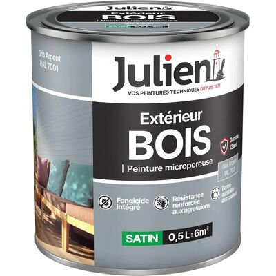 JULIEN - Solvant Satin Bois 0.5L - Gris Argent RAL 7001 - Publicité JULIEN - Solvant Satin Bois 0.5L - Gris Argent RAL 7001 - Publicité