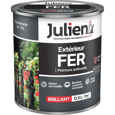 JULIEN - Peinture Solvant Fer - Anthracite - 0.5L - Paint - Publicité JULIEN - Peinture Solvant Fer - Anthracite - 0.5L - Paint - Publicité