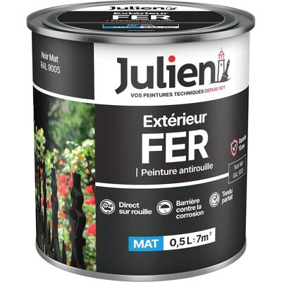 JULIEN Schwarz Rostschutz Metallfarbe - Außen, 0,5L, 10 Jahre JULIEN Schwarz Rostschutz Metallfarbe - Außen, 0,5L, 10 Jahre