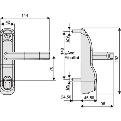 VACHETTE Module de verrouillage de porte blanc PE13/23 - Poignée réversible VACHETTE Module de verrouillage de porte blanc PE13/23 - Poignée réversible