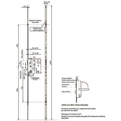 Vachette 20215 Automatikschloss 2150mm - 4-Punkt - Stahl Vachette 20215 Automatikschloss 2150mm - 4-Punkt - Stahl