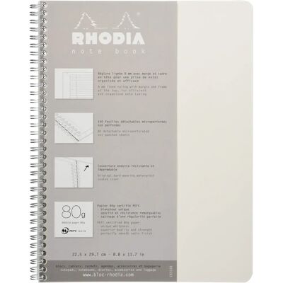 Rhodia Vit Anteckningsbok - Modell 193101C, A4+ 160 sidor, Mikroperforerad, Linjerad Rhodia Vit Anteckningsbok - Modell 193101C, A4+ 160 sidor, Mikroperforerad, Linjerad