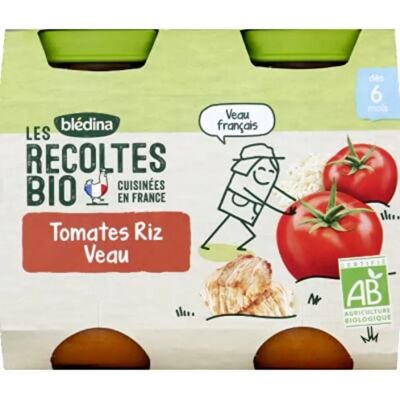 Aliments pour bébé bio Blédina Tomates Riz Veau - 2x200g - Publicité Aliments pour bébé bio Blédina Tomates Riz Veau - 2x200g - Publicité