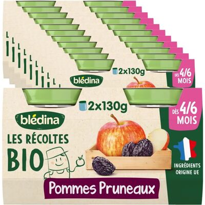 Nourriture bio pour bébé Blédina Pommes Pruneaux - 2 pots de 130 g - Publicité Nourriture bio pour bébé Blédina Pommes Pruneaux - 2 pots de 130 g - Publicité