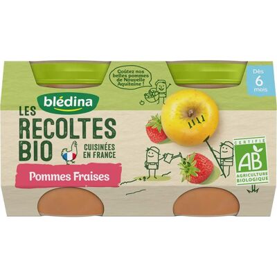 Alimentation bébé bio Blédina Pommes Fraises - Dès 4 mois - 2x130g - Publicité Alimentation bébé bio Blédina Pommes Fraises - Dès 4 mois - 2x130g - Publicité