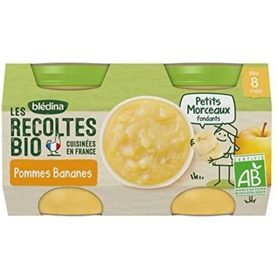 Alimentation bébé bio Pomme Banane Blédina - 2 Pots - Publicité Alimentation bébé bio Pomme Banane Blédina - 2 Pots - Publicité