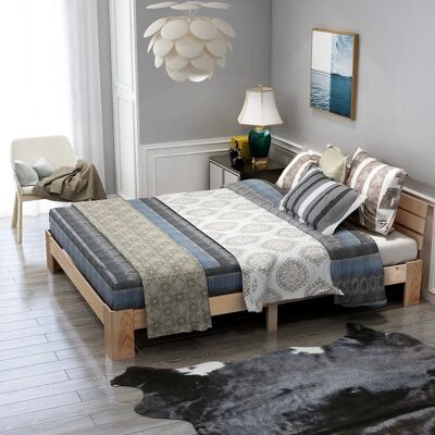 WISHDOR - Letto matrimoniale 140 x 200 cm con testiera - 140 x 200 cm - pino natural - Bed WISHDOR - Letto matrimoniale 140 x 200 cm con testiera - 140 x 200 cm - pino natural - Bed