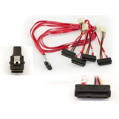 Kalea-Informatique - SFF-8087 vers SFF-8482 - 4x100cm - câble SAS - Publicité Kalea-Informatique - SFF-8087 vers SFF-8482 - 4x100cm - câble SAS - Publicité