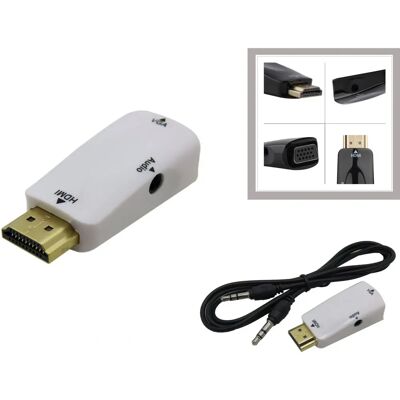 Adaptateur HDMI vers VGA avec audio - Pour utiliser un écran VGA sur une sortie HDMI - Publicité Adaptateur HDMI vers VGA avec audio - Pour utiliser un écran VGA sur une sortie HDMI - Publicité
