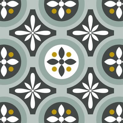Brand Model - Bloemmotieven groene tegels - Stickers Brand Model - Bloemmotieven groene tegels - Stickers
