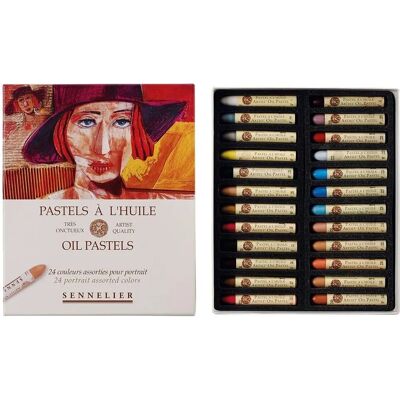 Pastéis a óleo Sennelier - Conjunto de 24 - Cores variadas para retrato Pastéis a óleo Sennelier - Conjunto de 24 - Cores variadas para retrato