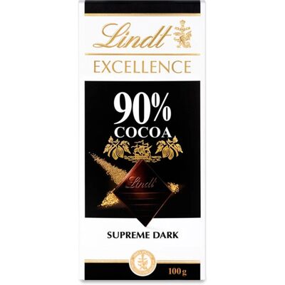 Lindt Noir Cacao 90% - Barres de Chocolat - 100g - Publicité Lindt Noir Cacao 90% - Barres de Chocolat - 100g - Publicité