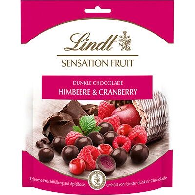 Lindt 694541 Chocolat noir avec framboise et groseille - Chocolat - Publicité Lindt 694541 Chocolat noir avec framboise et groseille - Chocolat - Publicité