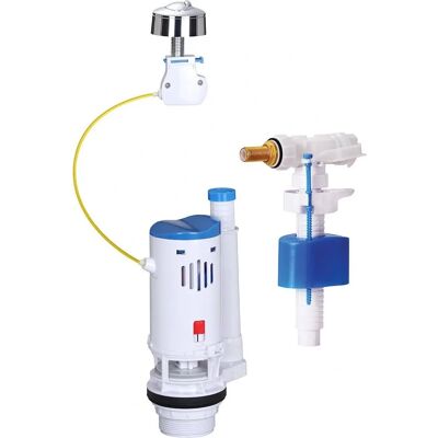 Rousseau Toilet Flush Kit - Visible Tank, Push Button, 3/6 L, Universal Cable Rousseau Toilet Flush Kit - Visible Tank, Push Button, 3/6 L, Universal Cable