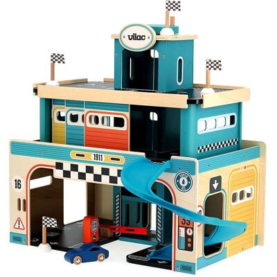 Vilac 2351 Holzspielzeug Set - Vintage Garage & Auto für Kinder Vilac 2351 Holzspielzeug Set - Vintage Garage & Auto für Kinder