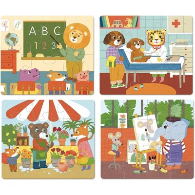 Puzzle Éducatif en Bois Vilac 4-en-1 - Enfants 2+ - Thème Métiers - Publicité Puzzle Éducatif en Bois Vilac 4-en-1 - Enfants 2+ - Thème Métiers - Publicité