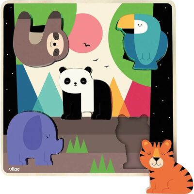 Vilac Regenboog Jungle Geluidspuzzel - Puzzel Vilac Regenboog Jungle Geluidspuzzel - Puzzel