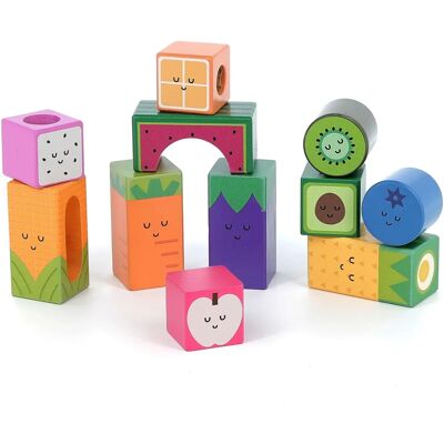 Vilac Wooden Fruit & Veggie Blocks - Sound - 11 Pieces - Creative Play Vilac Wooden Fruit & Veggie Blocks - Sound - 11 Pieces - Creative Play