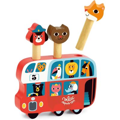 Bus en bois avec animaux sautillants Vilac - Jouet d'éveil 3+ ans Bus en bois avec animaux sautillants Vilac - Jouet d'éveil 3+ ans